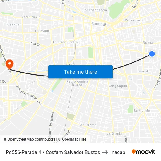 Pd556-Parada 4 / Cesfam Salvador Bustos to Inacap map