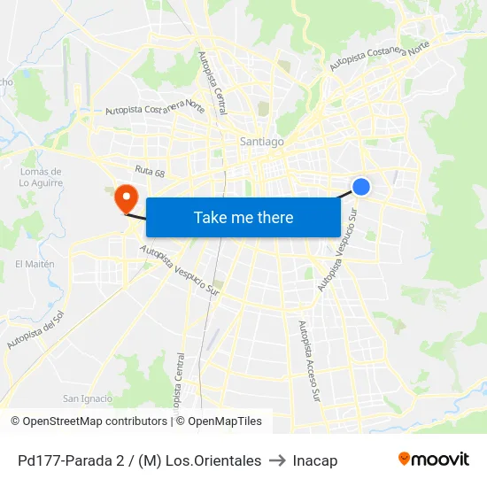 Pd177-Parada 2 / (M) Los.Orientales to Inacap map