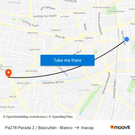 Pa278-Parada 2 / Bascuñán - Blanco to Inacap map