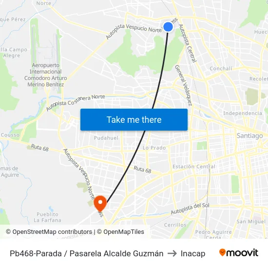 Pb468-Parada / Pasarela Alcalde Guzmán to Inacap map