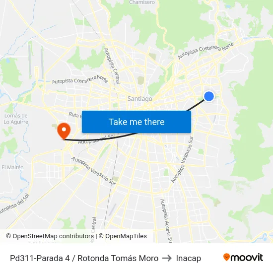 Pd311-Parada 4 / Rotonda Tomás Moro to Inacap map