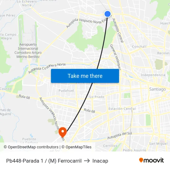 Pb448-Parada 1 / (M) Ferrocarril to Inacap map