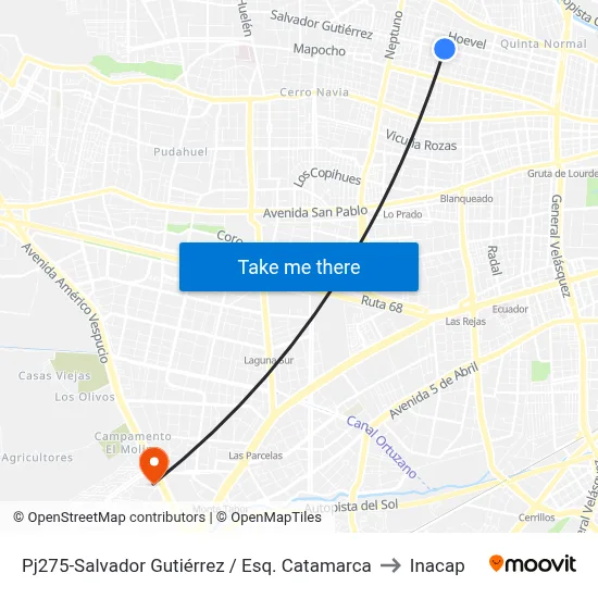 Pj275-Salvador Gutiérrez / Esq. Catamarca to Inacap map
