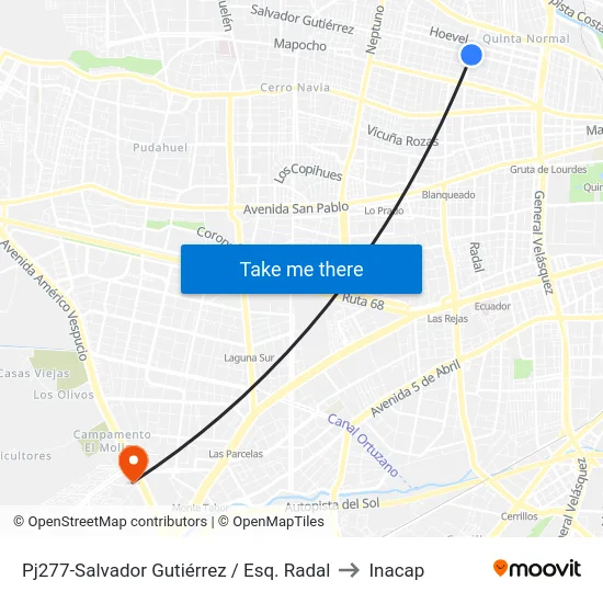 Pj277-Salvador Gutiérrez / Esq. Radal to Inacap map