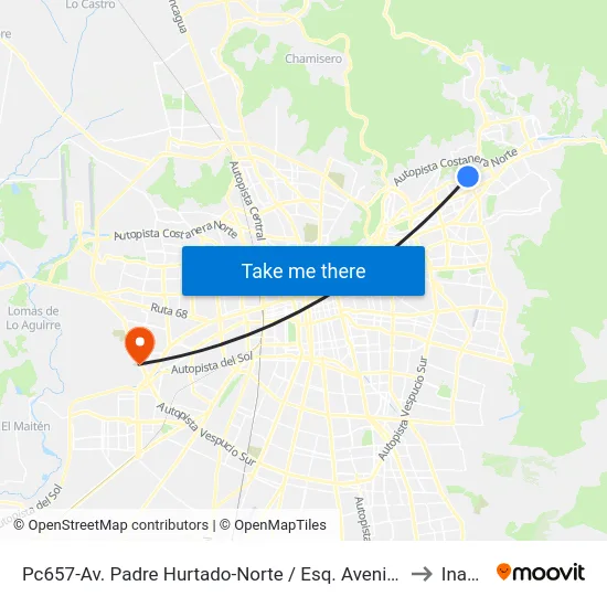 Pc657-Av. Padre Hurtado-Norte / Esq. Avenida Vitacura to Inacap map