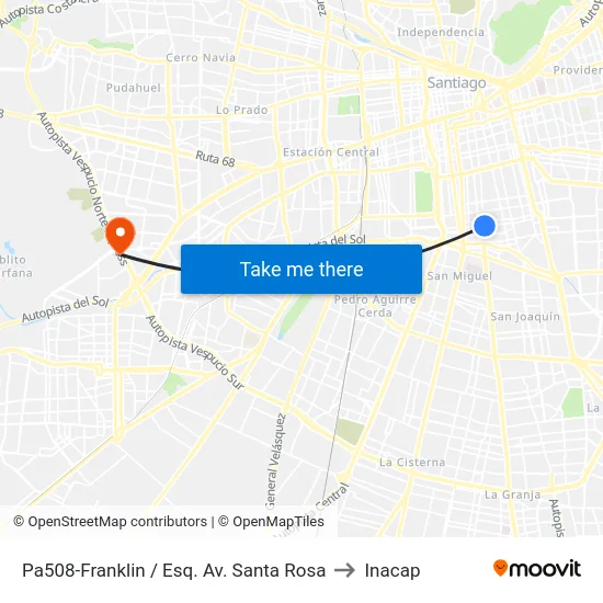 Pa508-Franklin / Esq. Av. Santa Rosa to Inacap map