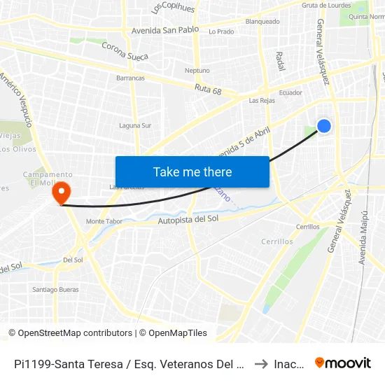 Pi1199-Santa Teresa / Esq. Veteranos Del 79 to Inacap map