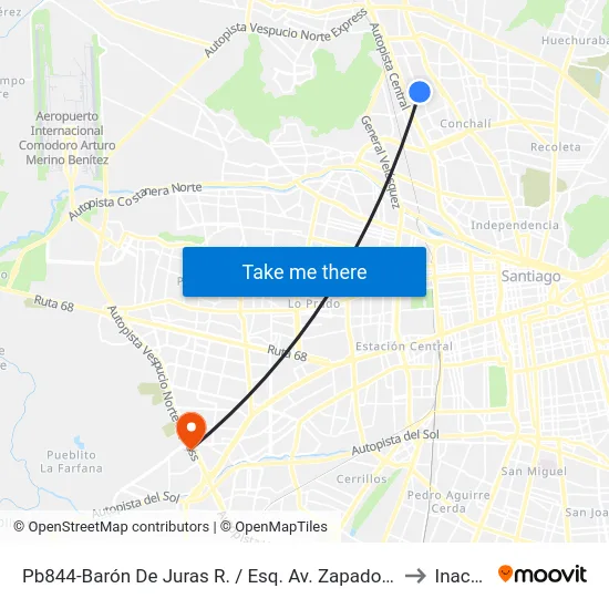 Pb844-Barón De Juras R. / Esq. Av. Zapadores to Inacap map