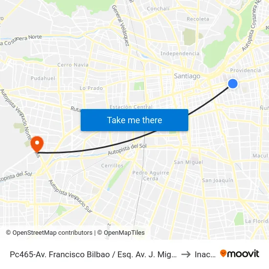 Pc465-Av. Francisco Bilbao / Esq. Av. J. Miguel Claro to Inacap map