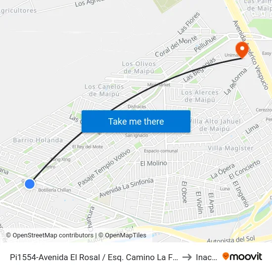 Pi1554-Avenida El Rosal / Esq. Camino La Farfana to Inacap map