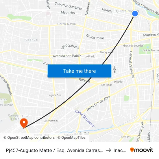 Pj457-Augusto Matte / Esq. Avenida Carrascal to Inacap map