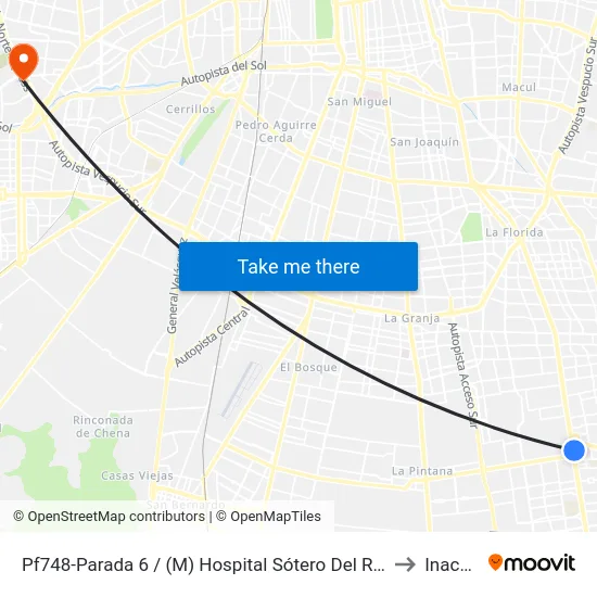 Pf748-Parada 6 / (M) Hospital Sótero Del Río to Inacap map