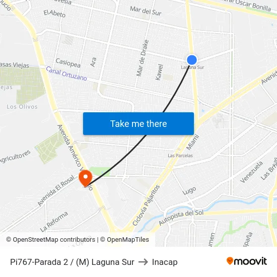 Pi767-Parada 2 / (M) Laguna Sur to Inacap map