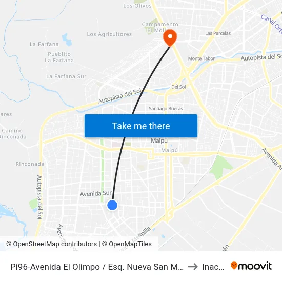 Pi96-Avenida El Olimpo / Esq. Nueva San Martín to Inacap map