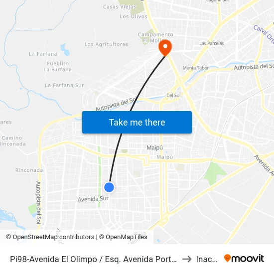 Pi98-Avenida El Olimpo / Esq. Avenida Portales to Inacap map