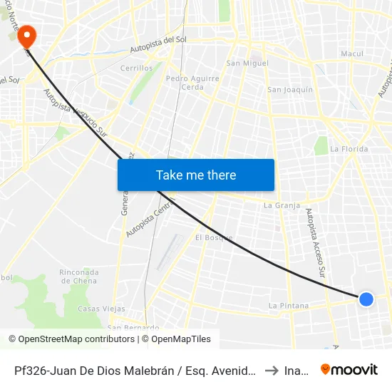 Pf326-Juan De Dios Malebrán / Esq. Avenida Gabriela to Inacap map