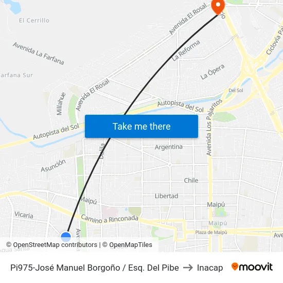 Pi975-José Manuel Borgoño / Esq. Del Pibe to Inacap map