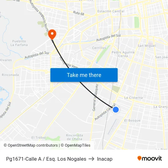 Pg1671-Calle A / Esq. Los Nogales to Inacap map