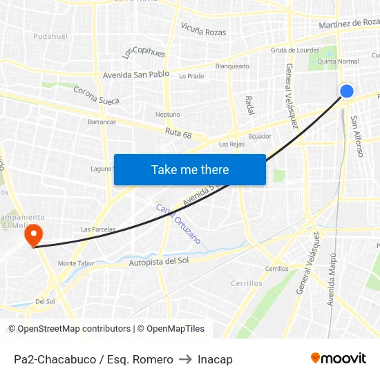 Pa2-Chacabuco / Esq. Romero to Inacap map