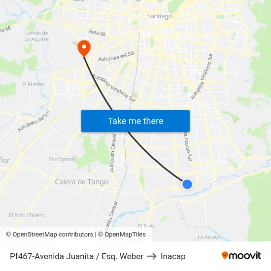 Pf467-Avenida Juanita / Esq. Weber to Inacap map