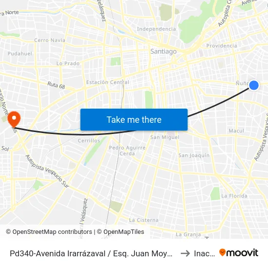 Pd340-Avenida Irarrázaval / Esq. Juan Moya Morales to Inacap map
