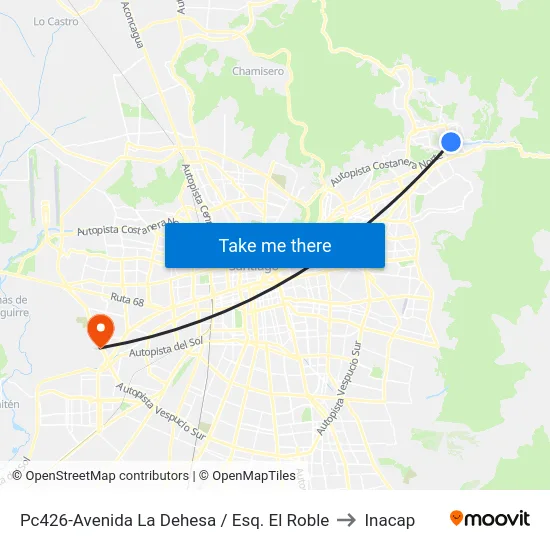 Pc426-Avenida La Dehesa / Esq. El Roble to Inacap map
