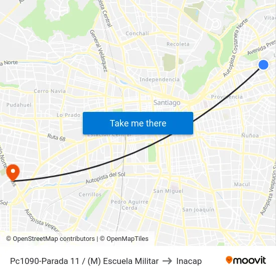 Pc1090-Parada 11 / (M) Escuela Militar to Inacap map
