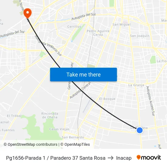 Pg1656-Parada 1 / Paradero 37 Santa Rosa to Inacap map