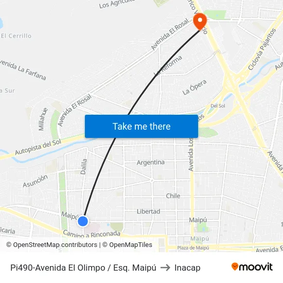 Pi490-Avenida El Olimpo / Esq. Maipú to Inacap map