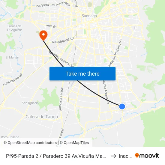 Pf95-Parada 2 / Paradero 39 Av.Vicuña Mackenna to Inacap map