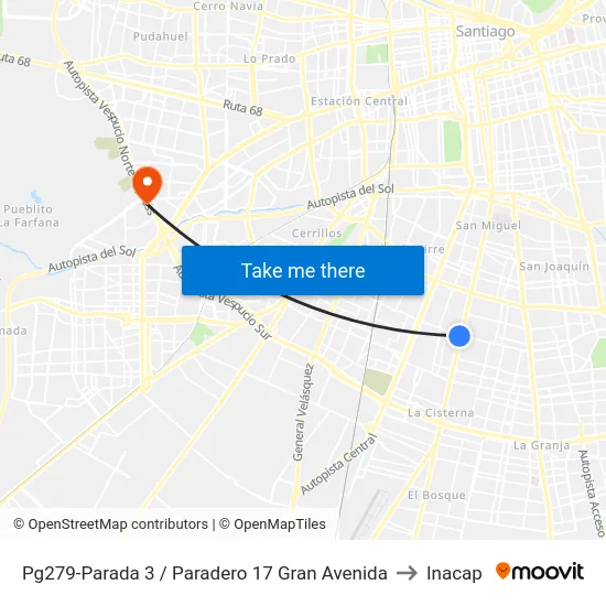 Pg279-Parada 3 / Paradero 17 Gran Avenida to Inacap map
