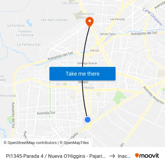 Pi1345-Parada 4 / Nueva O'Higgins - Pajaritos to Inacap map