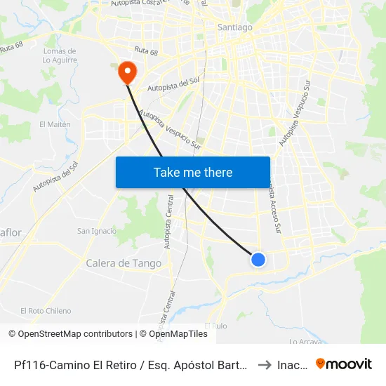 Pf116-Camino El Retiro / Esq. Apóstol Bartolomé to Inacap map