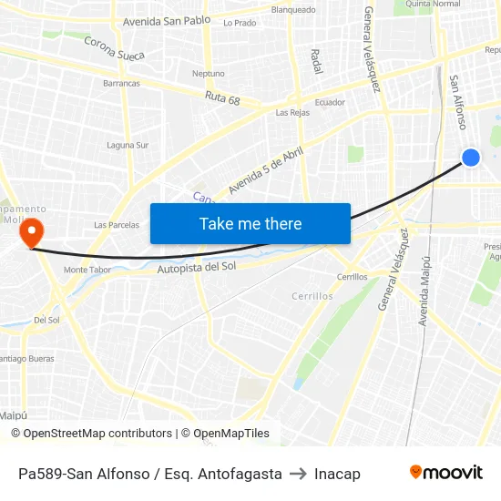 Pa589-San Alfonso / Esq. Antofagasta to Inacap map