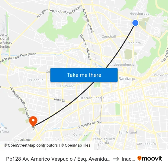Pb128-Av. Américo Vespucio / Esq. Avenida Recoleta to Inacap map
