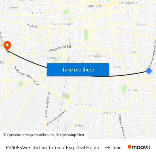 Pd608-Avenida Las Torres / Esq. Gral.Horacio Toro to Inacap map