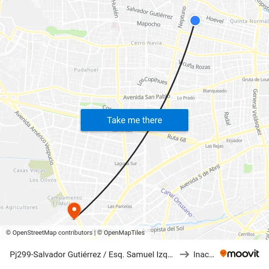 Pj299-Salvador Gutiérrez / Esq. Samuel Izquierdo to Inacap map