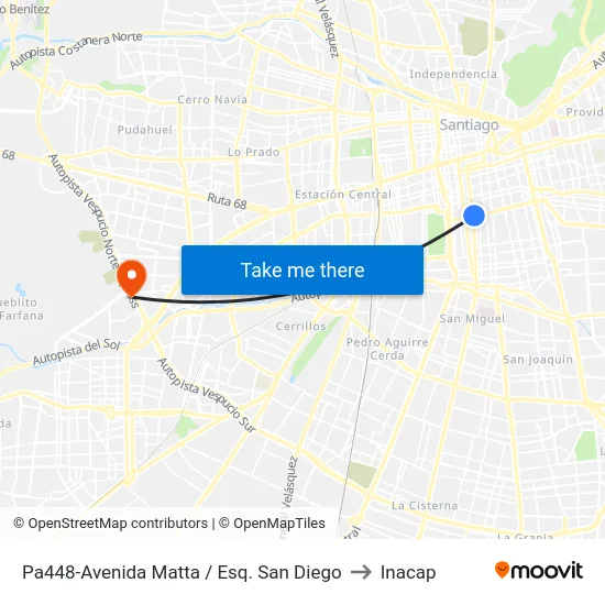 Pa448-Avenida Matta / Esq. San Diego to Inacap map