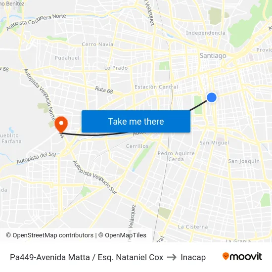 Pa449-Avenida Matta / Esq. Nataniel Cox to Inacap map