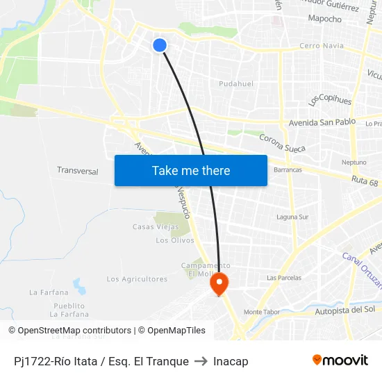 Pj1722-Río Itata / Esq. El Tranque to Inacap map