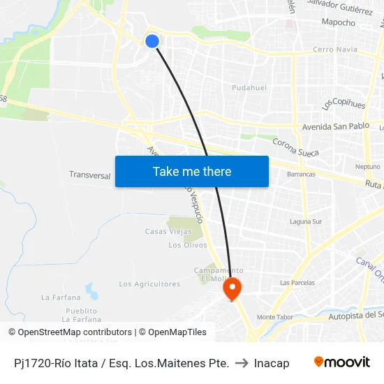 Pj1720-Río Itata / Esq. Los.Maitenes Pte. to Inacap map