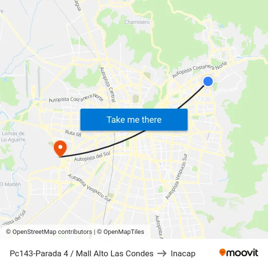 Pc143-Parada 4 / Mall Alto Las Condes to Inacap map