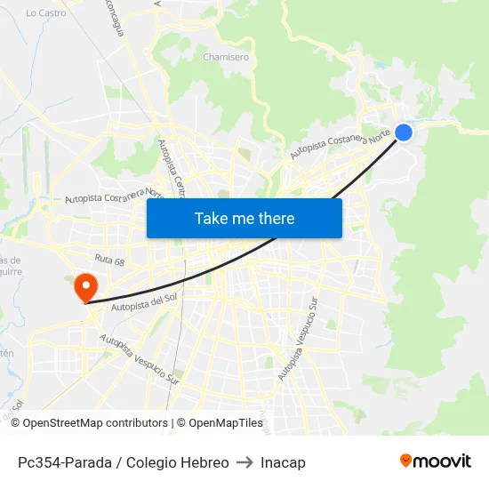 Pc354-Parada / Colegio Hebreo to Inacap map