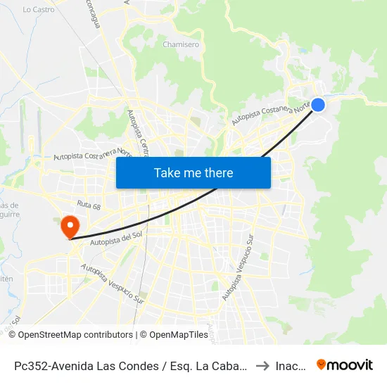 Pc352-Avenida Las Condes / Esq. La Cabaña to Inacap map