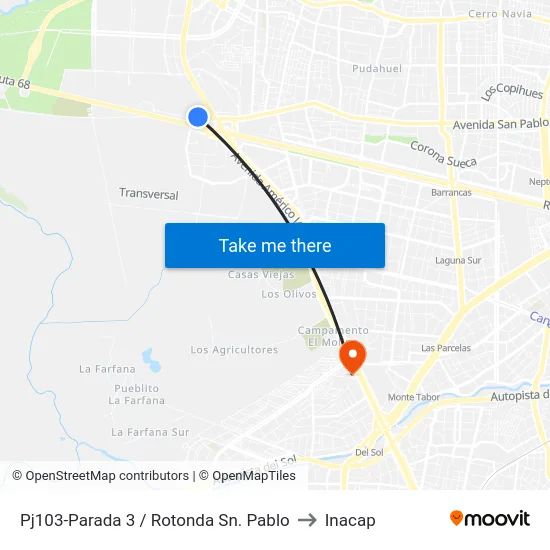 Pj103-Parada 3 / Rotonda Sn. Pablo to Inacap map