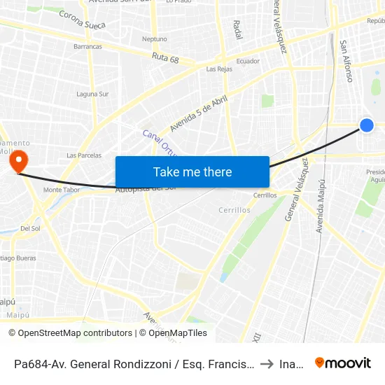 Pa684-Av. General Rondizzoni / Esq. Francisco Pizarro to Inacap map