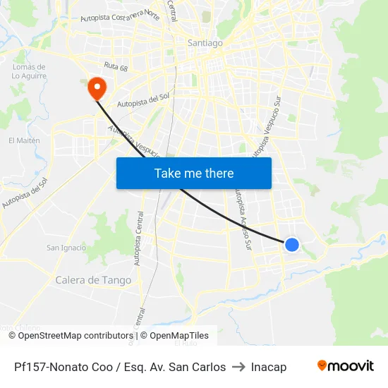 Pf157-Nonato Coo / Esq. Av. San Carlos to Inacap map