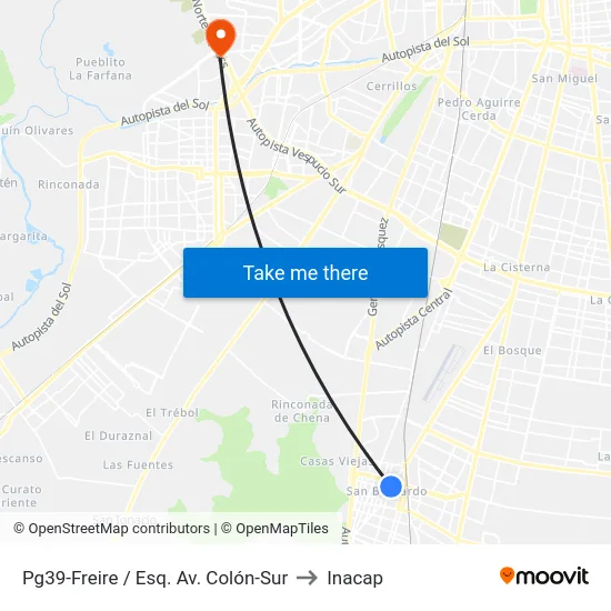 Pg39-Freire / Esq. Av. Colón-Sur to Inacap map