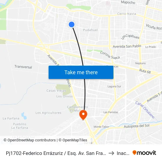 Pj1702-Federico Errázuriz / Esq. Av. San Francisco to Inacap map
