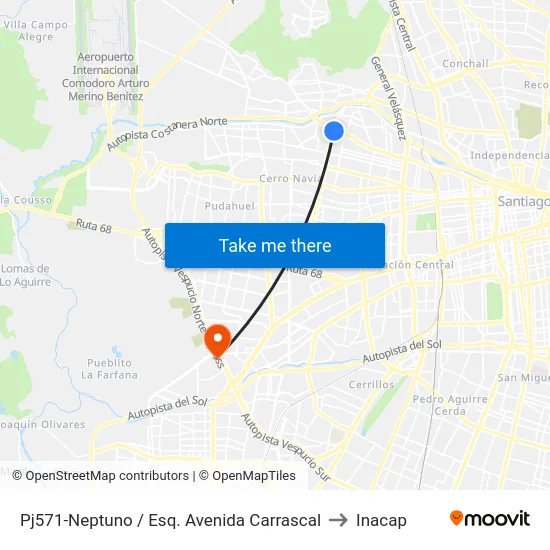 Pj571-Neptuno / Esq. Avenida Carrascal to Inacap map